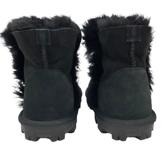 Costco Sheepskin Leather 100% Wool Shearling Lined Short Boots Black Women's 8 - Picture 5 of 8